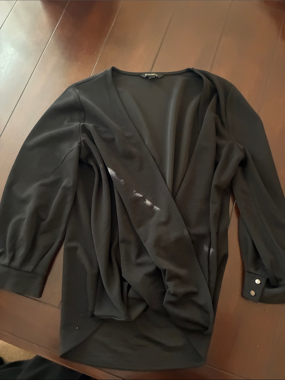 Banana Republic Black Draped V-Neck Blouse